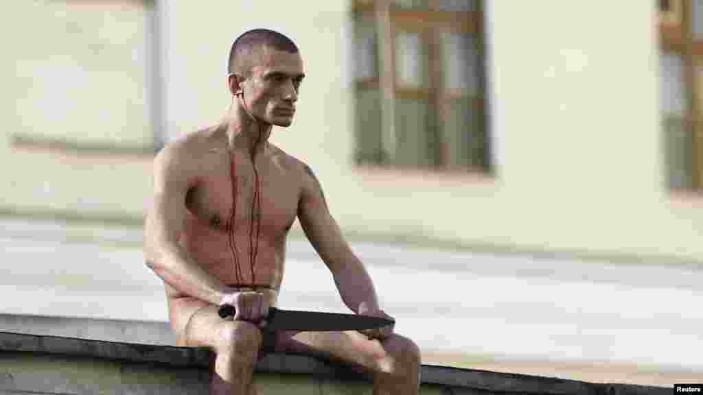19 октября 2014 года, акция на стене института Сербского.