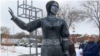 Russia. Novovoronezh. Monument to Alenka. Screenshot of the video of the TV channel "Novovoronezh KTV"