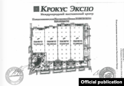 Floor plan for Crocus Expo. The hall for the first COVID-19 hospital is on the right.